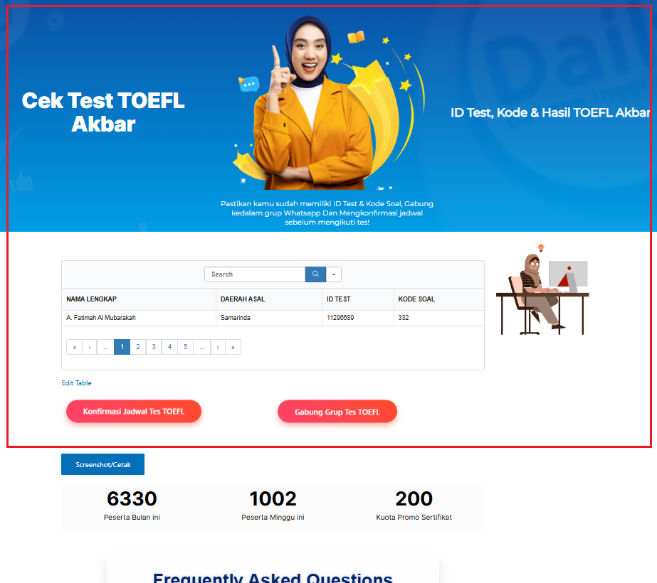 Halaman cek toefl